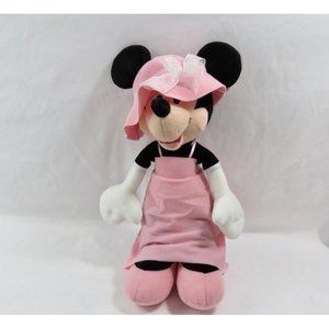 Disney's SEGA Minnie Mouse Plush Toy Doll 16” Dressed Up Pink Hat Long Dress